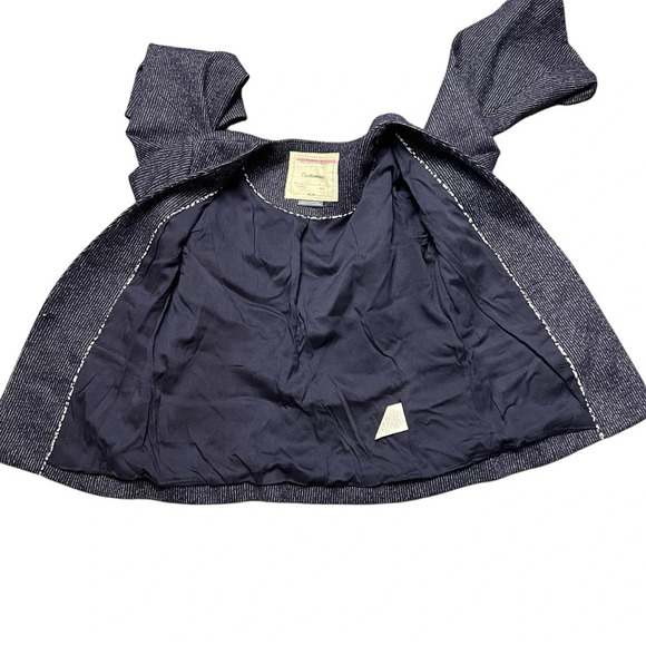 Anthropologie Cartonnier Wool Blend Bell Sleeve Pinstripe Jacket Navy Blue 6 - Picture 5 of 10